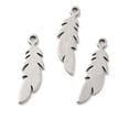 thumbnail image 2 of 20Pcs 201 Stainless Steel Pendants Plumage Charms Stainless Steel Color Jewelry Making Charms for Necklace Bracelet Jewelry Making 16x5x1mm Hole: 1.2mm gray, 2 of 4