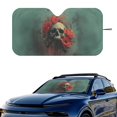 thumbnail image 2 of Xixirimido Car Windshield Sun Shade Universal Fit for SUV Truck Sedan Auto Front Window Sunshade Sun Visor Block UV Rays Keep Cool Car Accessories, Skull Red Poppy Flower, 2 of 8