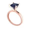 thumbnail image 2 of 2 ct Princess Cut Simulated Blue Sapphire Solitaire Engagement Ring for Women in 18K Rose Gold, 2 of 5