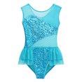thumbnail image 3 of YiZYiF Girls Rhinestones Ballet Gymnastic Skirted Leotard Tulle Back Costume Dress Sky Blue-A 14, 3 of 5