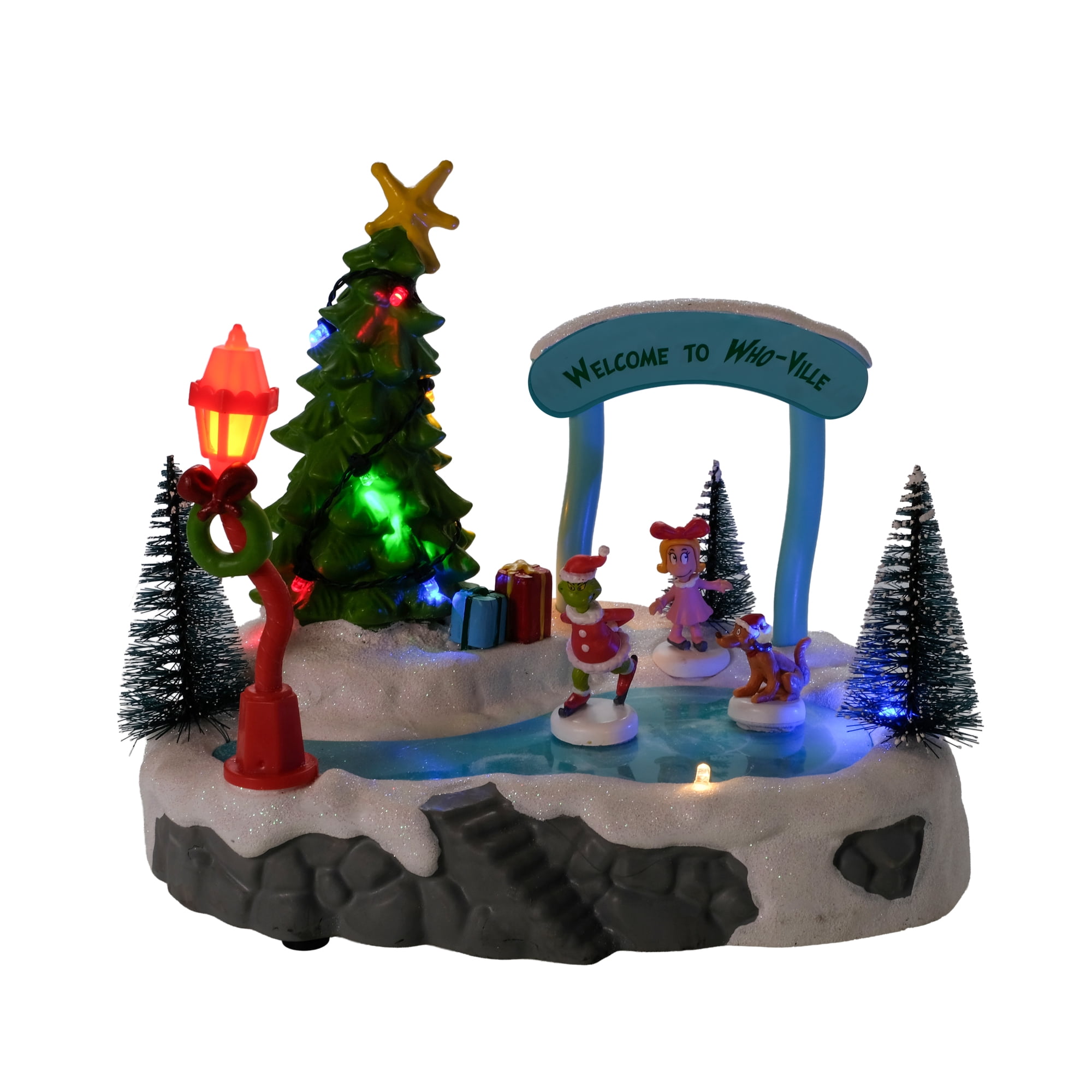 Dr. Seuss The Grinch Whoville Skating Scene Tabletop Christmas Figurine