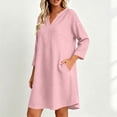 thumbnail image 3 of Byworldtasic Long Sleeve Dress for Women Tops Dressy Casual Tunics Top Cute Tee V Neck Blouses Dress, 3 of 8