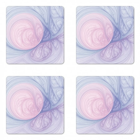 

Psychedelic Coaster Set of 4 Abstract Style Fractal Enigmatic Hole with Bizarre Ornamental Eternity Theme Square Hardboard Gloss Coasters Standard Size Purple Pink by Ambesonne