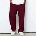 thumbnail image 2 of Hrsba Mens Workout Sweatpants,Summer Solid Color Loose Texture Pants Elastic Waist Drawstring with Pockets Straight Leg, 2 of 5