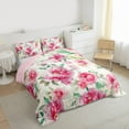 thumbnail image 3 of Manfei Country Plant Floral Queen Comforter Set,Rustic Botanical Flower Bedding Sets,Pink Beige Green Bedding Comforter Set For Adults,Ultra Soft Home Decor Reversible,3 Pieces, 3 of 8