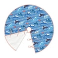 thumbnail image 3 of Halloween Christmas Tree Skirt - Blue fish print 30 Inches Christmas Tree Skirt for Halloween Holiday Indoor Home Christmas Tree Decorations with Three Ribbons, 3 of 7
