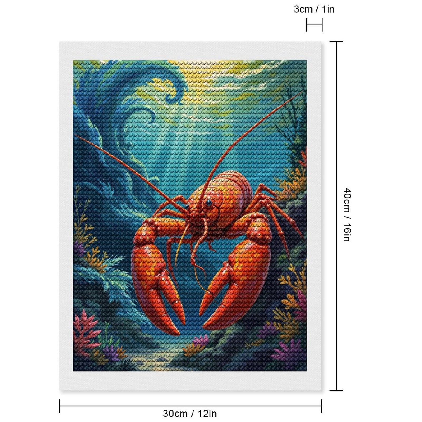 Diamond Art Kits for Adults, Underwater Lobster Coral Fantasy 5D Diamond Painting Kits for Adults Beginners, DIY Full Drill Diamond Painting, Gem Art and Crafts 12x16
