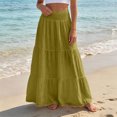 thumbnail image 2 of Wxolcjlv Women's Solid Tiered Maxi Skirt Smocked Waist Gathered Ruffle Layer Flared Silhouette Skirts, 2 of 5