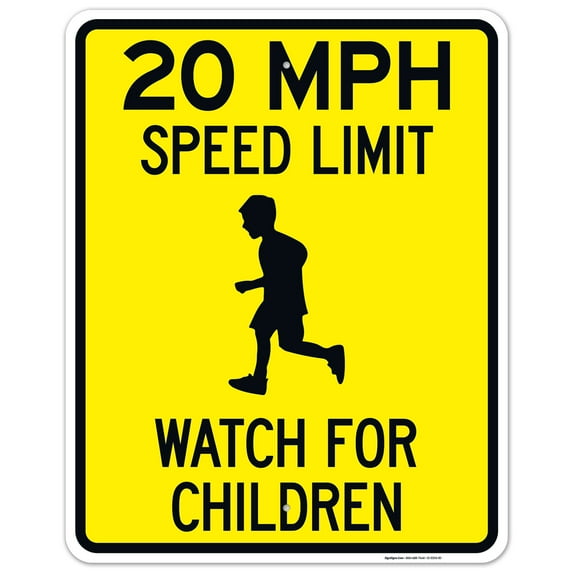 20 MPH Speed Limit Watch For Children Sign, Traffic Sign, 24x30 Aluminum