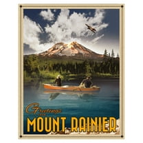 Mount Rainier by Old Red Truck Canvas Art