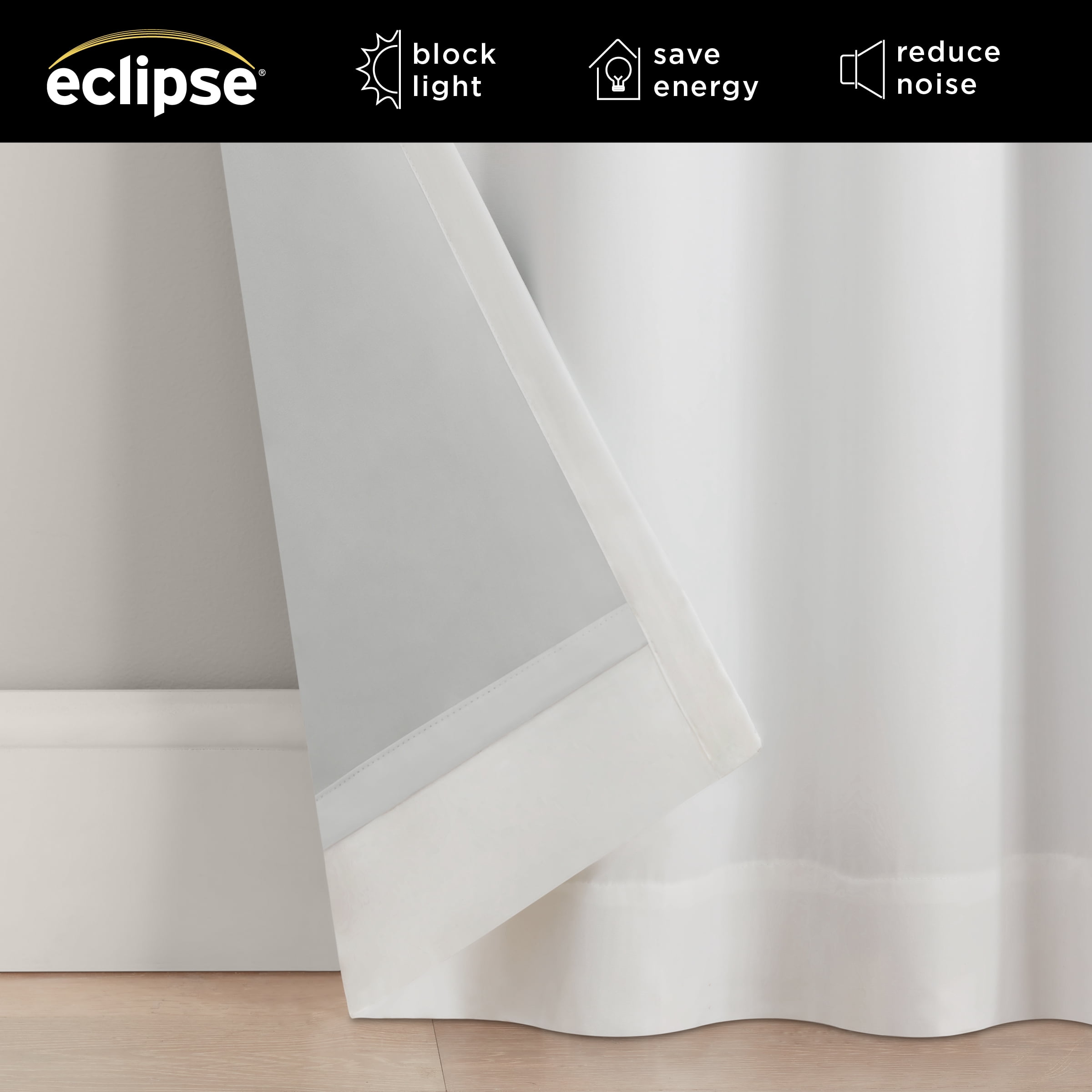 Eclipse Kids Bow Tab Top 100% Blackout 84" long x 40" wide Curtain panel in White