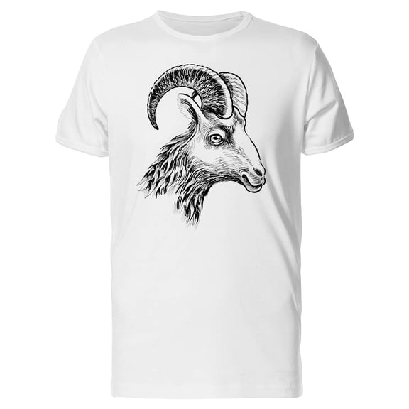 Goat Head In B&W T-Shirt Men -Image by Shutterstock, Male 4X-Large