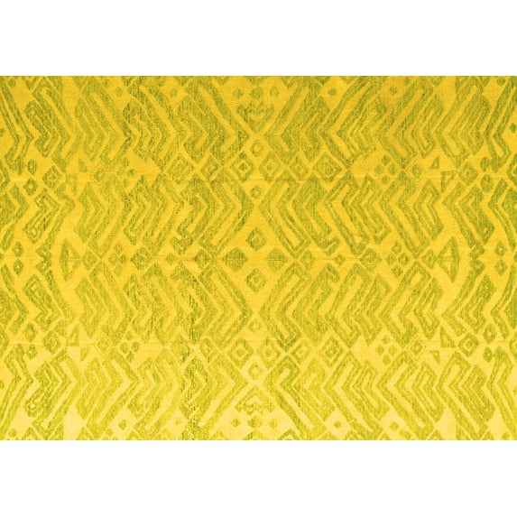 Ahgly Company Machine Washable Indoor Rectangle Abstract Yellow Modern Area Rugs, 7' x 10'