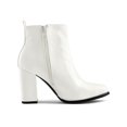 thumbnail image 3 of BLISSFUL STEP Women's Round Toe Zip Block High Heels Ankle Boots White 8, 3 of 7