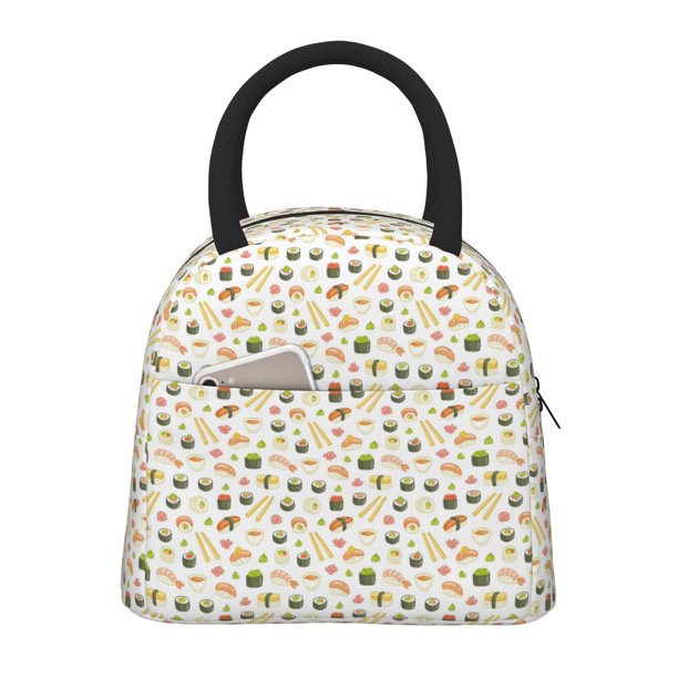 Fotbe Sushi and Rolls Bolsa de Almuerzo con Estampado, Lonchera Aislada, Contenedor de Comida Reutilizable Tipo Cooler a Prueba de Fugas