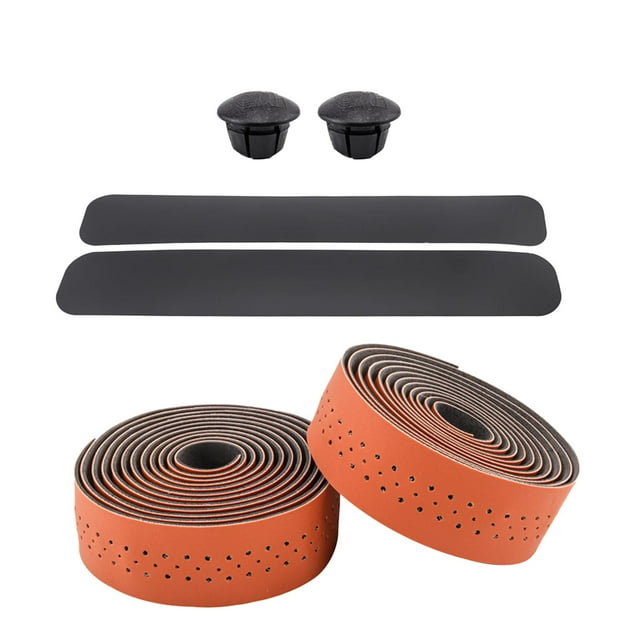 Bike Handlebar Tapes with End Plug Professional Comfortable Grip Cycling Handle Wraps for Mountain Road Bikes Racket Handles Fishing Rods Brown
