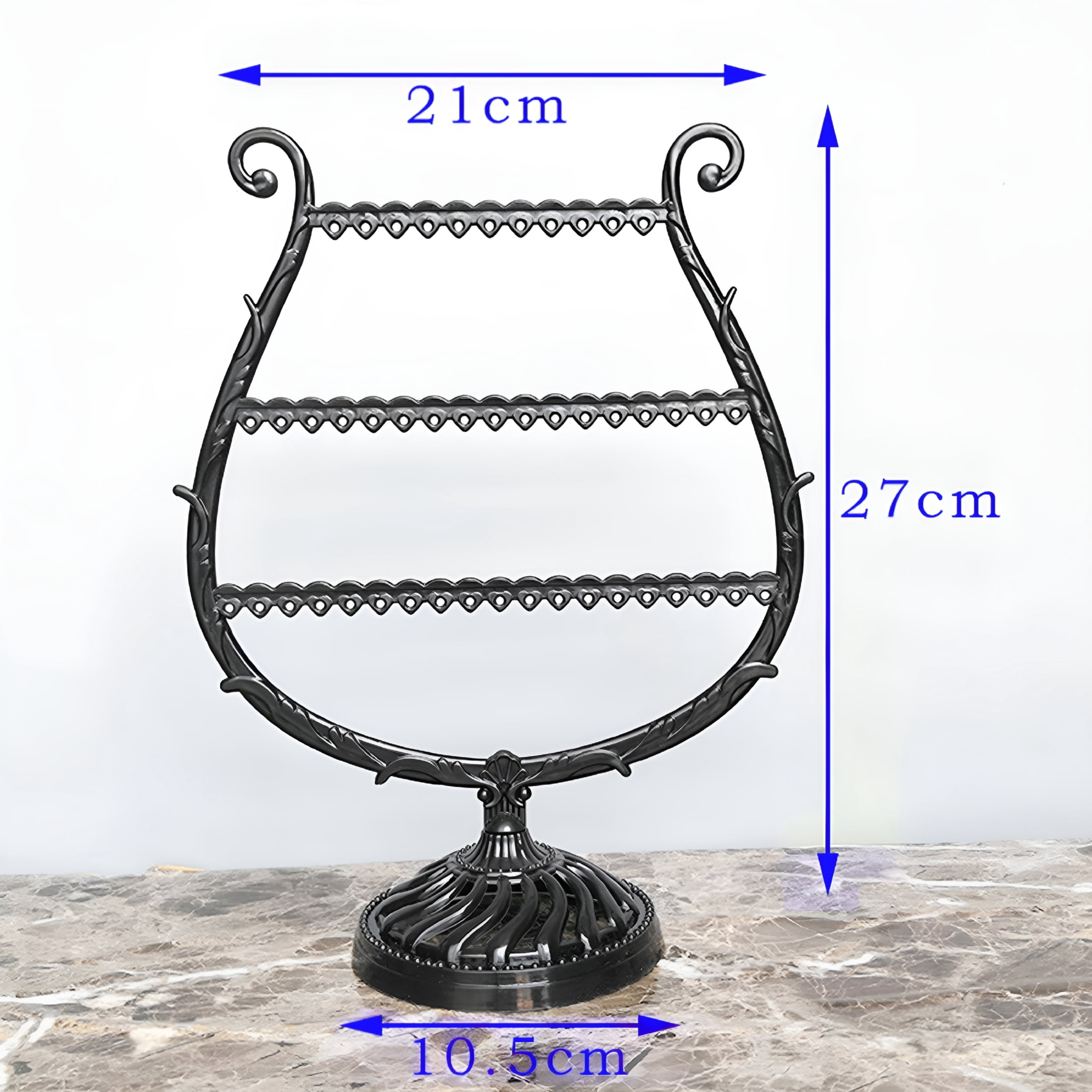 XIBUFE Earring Holder, Jewelry Rack, Display Organizer for Piercings, Earrings Organizer 3-Layer Ear Stud Holder Earring Display Stand Wooden Base Jewelry Organizer for Hanging Earrings