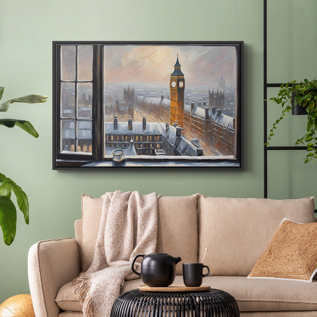 Vintage Landscape-CCXVII By Wexford Home Framed in Black Wood Gallery Wrapped Canvas 17 in. x 25 in.