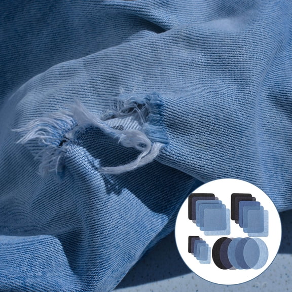 Raindrops Iron-On Denim Repair Patches, Assorted Colors Fabric Patches for Clothes, Cuttable, 20 Pieces Set