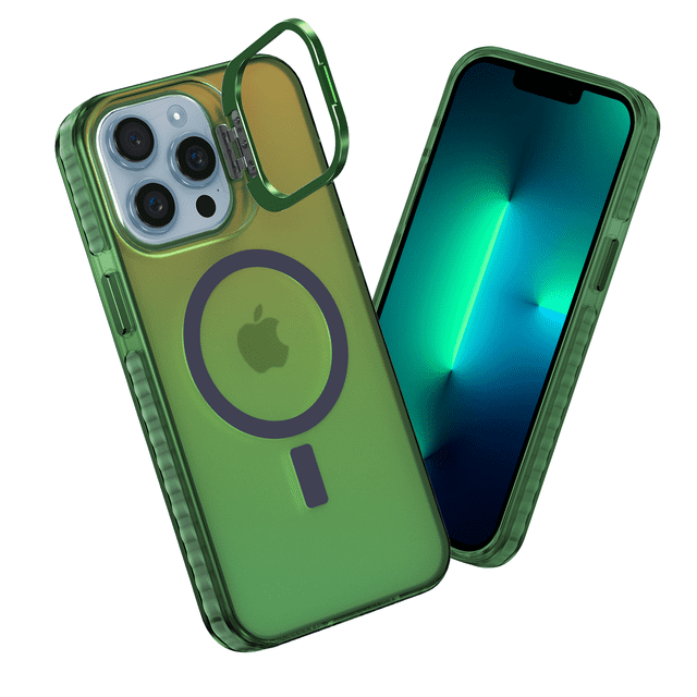 Funda Case Carcasa Tornasol Verde Con Soporte Premium Para iPhone 12 PRO MAX Compatible Con Magsafe
