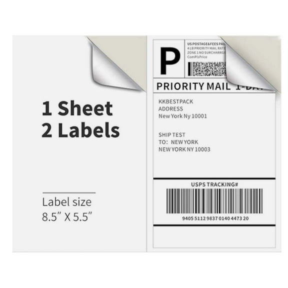 R & G Half Sheet Self-Adhesive Laser and Inkjet Printer Labels, 500 Count
