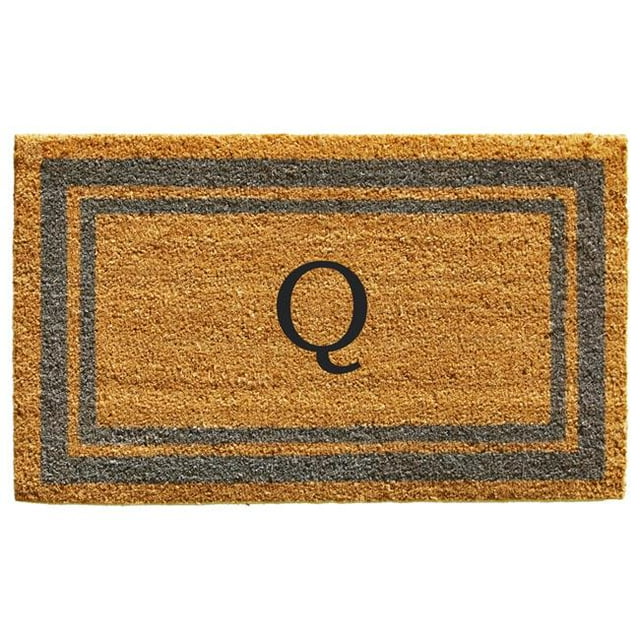 Calloway Mills 153022436Q 24 x 36 in. Periwinkle Border Monogram Rectangular Doormat, Natural - Letter Q