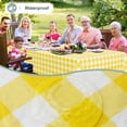 thumbnail image 2 of decorUhome Rectangle Tablecloth, Waterproof Vinyl Flannel Backed Table Cloth, Buffalo Wipeable Plastic Table Cover for Kitchen and Outdoor, Yellow and White, 60" x 120", 2 of 9