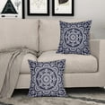 thumbnail image 3 of Navy Blue Boho Pillow Covers Farmhouse Navy Flower Decorative Outdoor Pillow Covers 18x18 Inch Pack of 2 Bohemian Throw Pillow Covers Linen Cushion Cover for Bedroom Sofa Couch Decor, 3 of 6