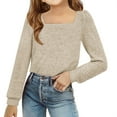 thumbnail image 4 of Long Sleeved Girls Square Neck Casual Tops Spring Autumn Children Kids Tops for 5-14 Years, 4 of 6