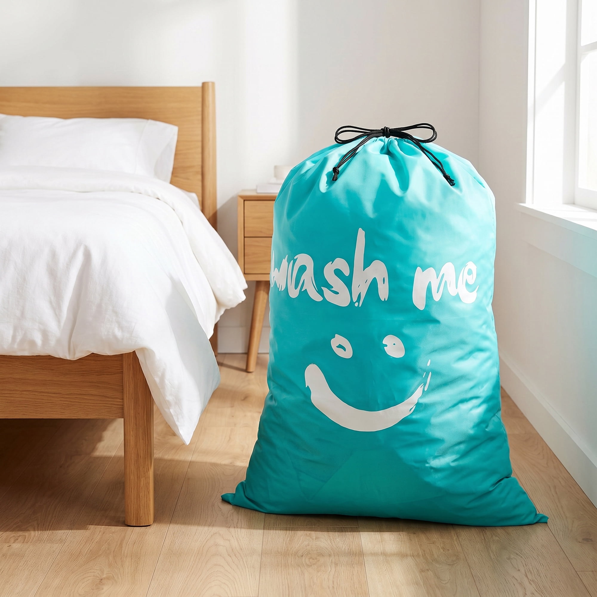 Unique Bargains 2Pcs Waterproof Wet Dry Travel Laundry Bag Green 24" x 36.2"