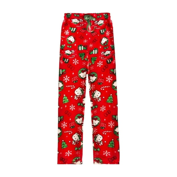 Hello Kitty Pajamas Pants Women Cartoon Family Christmas Pajama Pants Kawaii Flannel Pajama Pant Keep Warm Plush Pants