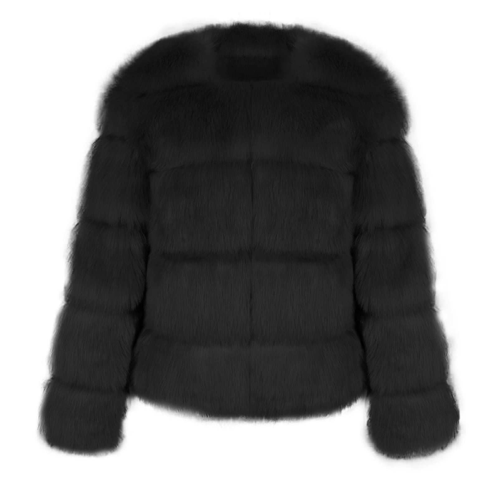 Yigetop Fur Coats for Women European and American Wool Imitation Jacket Women's Short Long Sleeve Faux Leather Coat Faux Fur Jacket Women Black L