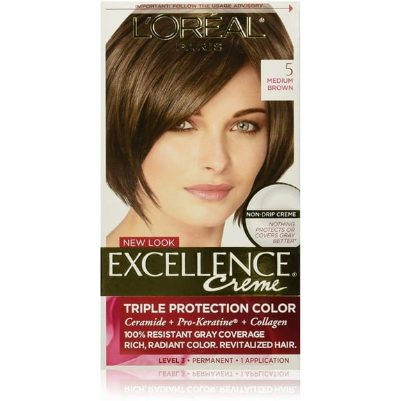 L'Oreal Paris Excellence Creme Triple Protection Hair Color, 5 Natural Medium Brown 1 ea (Pack of 2)