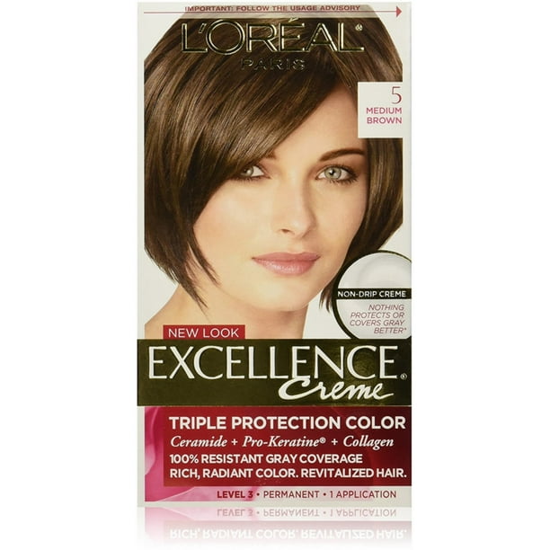 L'oreal Paris Excellence Creme Permanent Hair Color, 5 Natural Medium Brown  
