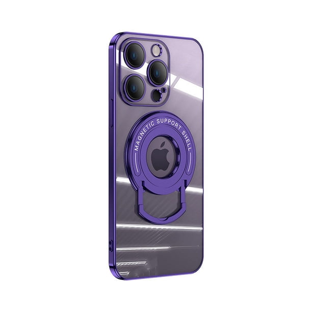 Adecuado para iPhone 15, funda de teléfono con soporte magnético, galvanizada, 13 pulgadas, con película para lente, funda protectora anticaídas para Apple 14Pro