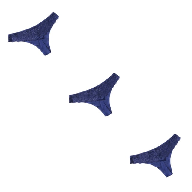 Qarigey Bragas de tiro bajo Tanga Tanga Diseño de encaje Dating Prop Elasticidad Transpirable Dama Ropa de dormir Ahuecado Azul oscuro M Type1 NO1