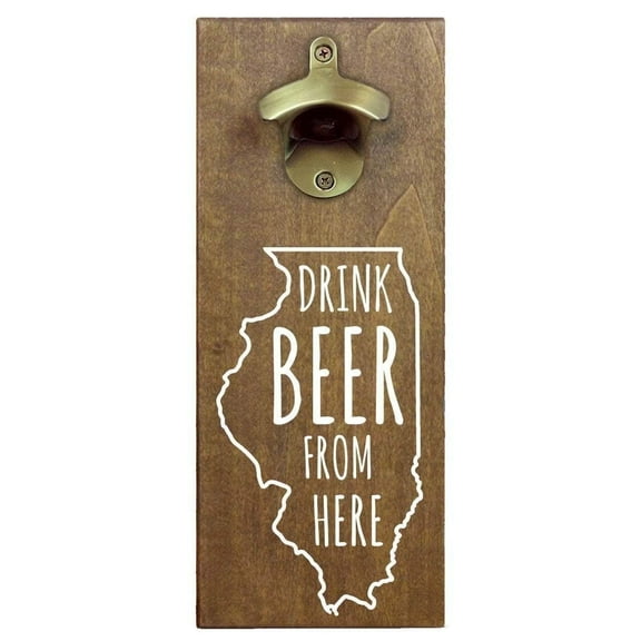 Torched Beer Bottle Opener Magnetic Cap Catcher  12" x 5" x 2.5" Illinois