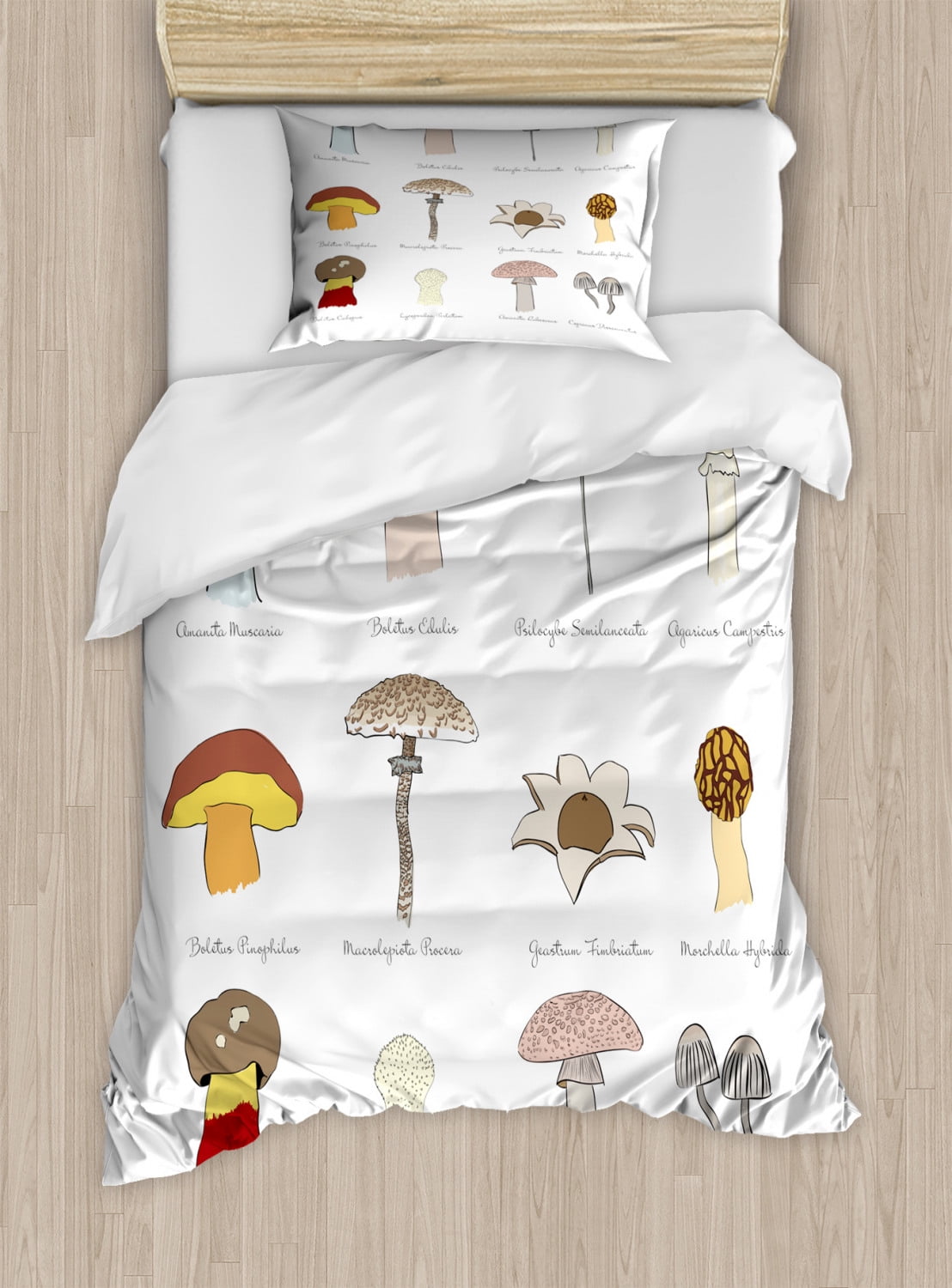 Mushroom Twin Size Duvet Cover Set, Colorful Fungi Pattern Blusher ...