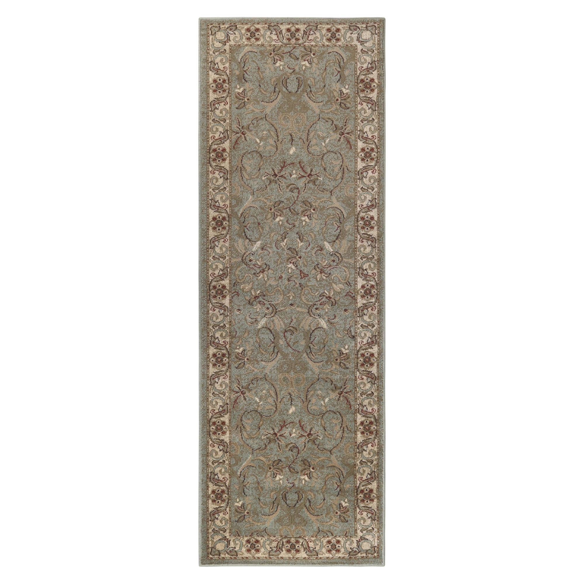 BNM Floral Scroll Vines Indoor Runner Rug, 2' 6" x 8', Green