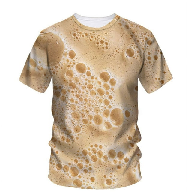 T-Shirt Tendance Mode Alternative de Rue à Manches Courtes Imprimé 3d Bière Hip Hop Décontracté Drôle Vêtements Amples