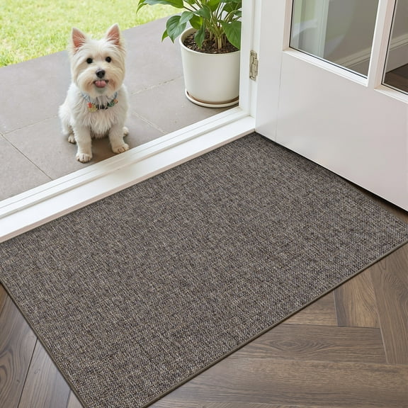 OEAKAY Indoor Doormat 17"x30",Non-Slip Front Door Mats Rug for Inside Washable, Low Profile Entry Rug for Entryway Indoor, Dirt Trapper Absorbent Indoor Welcome Floor Mats for Home,Brown