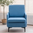 thumbnail image 2 of Single Sofa Chair, Linen Lounge Armchair, Comfy Reading Accent Chair, Mid -Century Accent Chair with Black Metal Legs, for Living Room Bedroom (Blue), 2 of 7