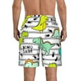 thumbnail image 3 of Bixox Men's Funny Dinosaurs on Stripes printing Casual Classic Fit Short Summer Beach Shorts, 3 of 6