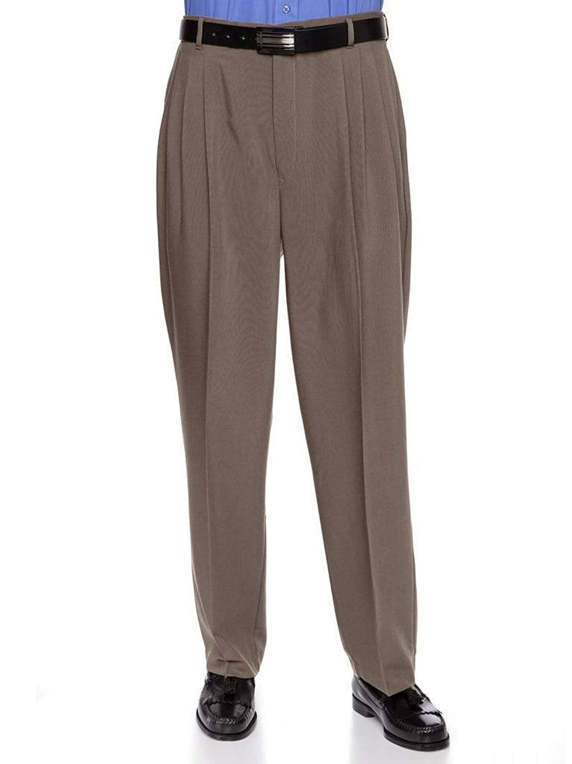 RGM Mens Dacron Rayon Pleated Front Dress Pants Taupe 42 Short