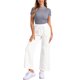 thumbnail image 2 of Jeans de pierna ancha para mujer INSPIRE CHIC con cordón, cintura elástica, pantalones de mezclilla casuales con bolsillos, blancos, talla L, 2 of 5
