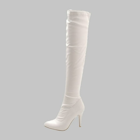 

Fall Saving! Tuobarr Boots for Women Heels Women Shoes Sexy Winter Pointed Thin High-Heeled Women s Boots White US Size 9