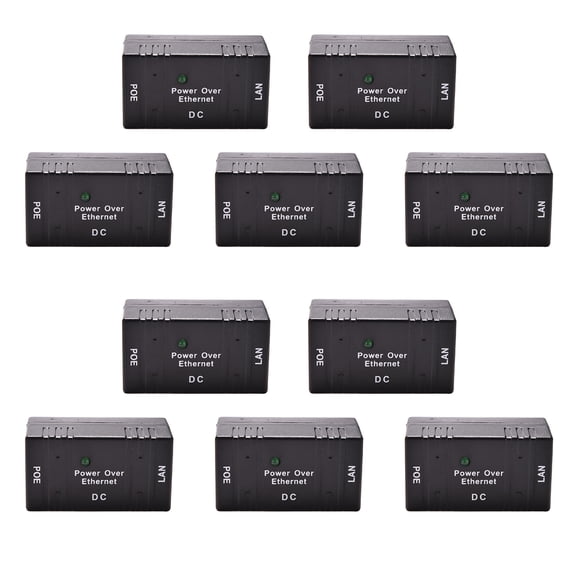 10Pcs POE Injector Splitter 10/100M Ethernet, Compact Design for IP Cameras and Wireless Access Points