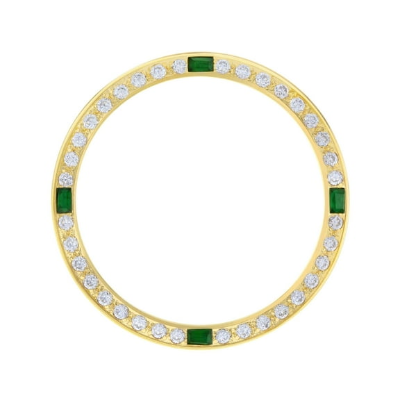 CREATED DIAMOND EMERALD BEZEL FOR 34MM ROLEX TUDOR PRINCE OYSTERDATE WATCH GOLD