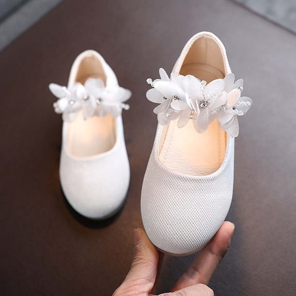 ITSAME Sandals for Girls, Closed Toe Cute Flower Soft Sole Kids Fashion Lightweight Princess Sandals White 10(Little Kids)