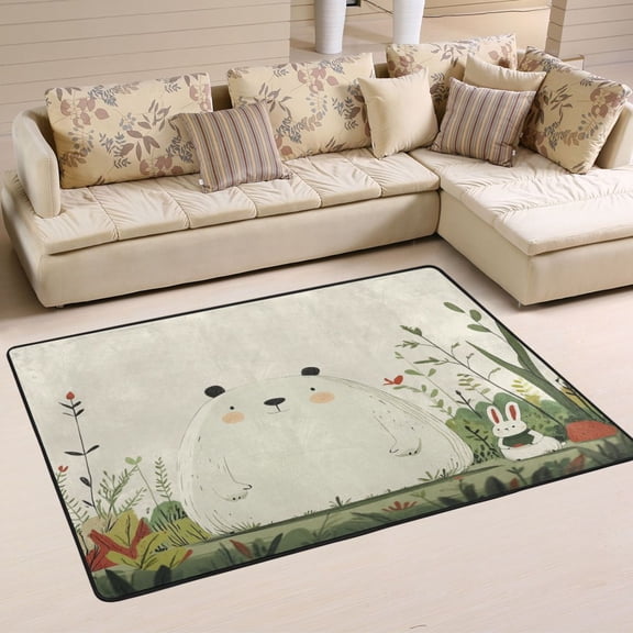 Small Animals Soft Polyester Area Rug 36''x24'', Non Slip, Memory Foam, Water Absorbent